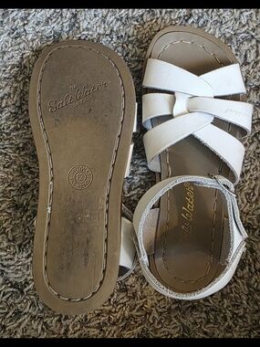 Kids White Leather Salt Water Sandals